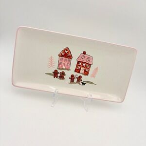 Peppermint and Pine Gingerbread House Tray Pink Trim Christmas Holiday